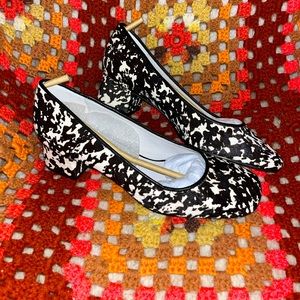 Bettye muller Pony hair cow print heels